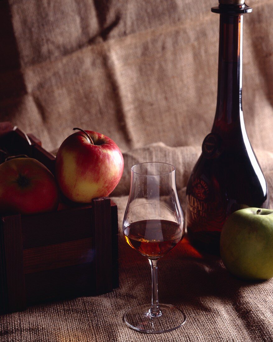 Still life with Calvados and apples