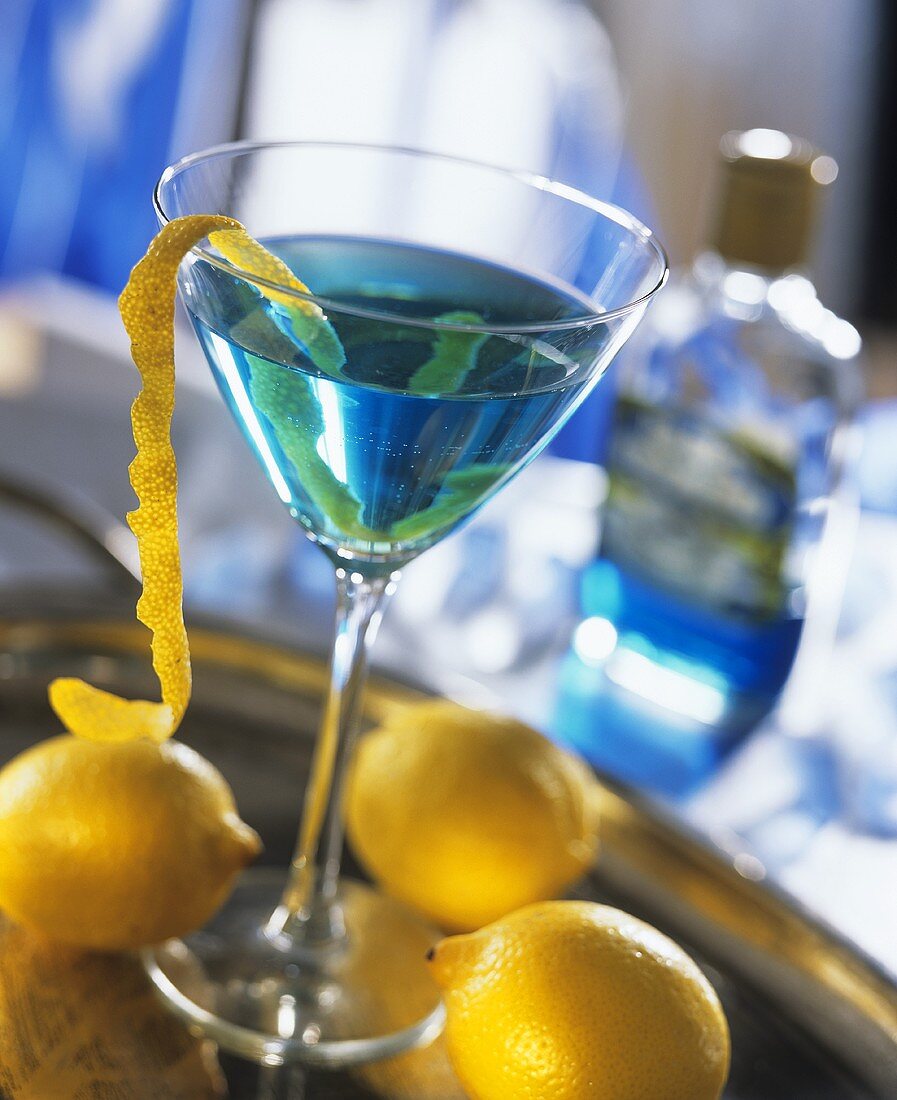 Sapphire Martini (cocktail with gin, vermouth and Curacao)