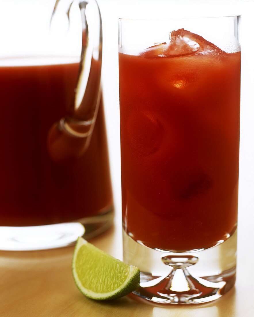 Bloody Mary with ice cubes