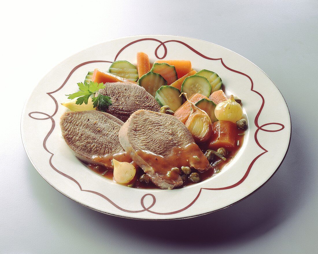 Oxtongue with vegetables