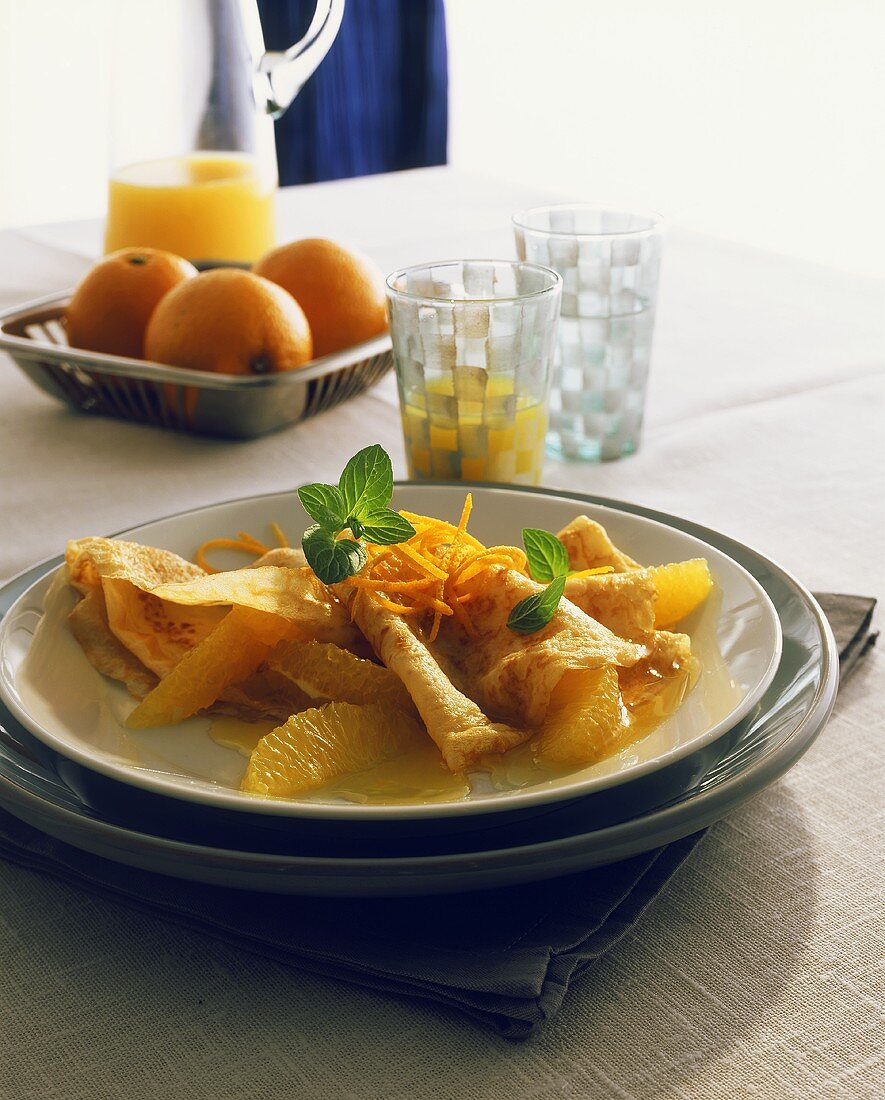 Crepes with oranges