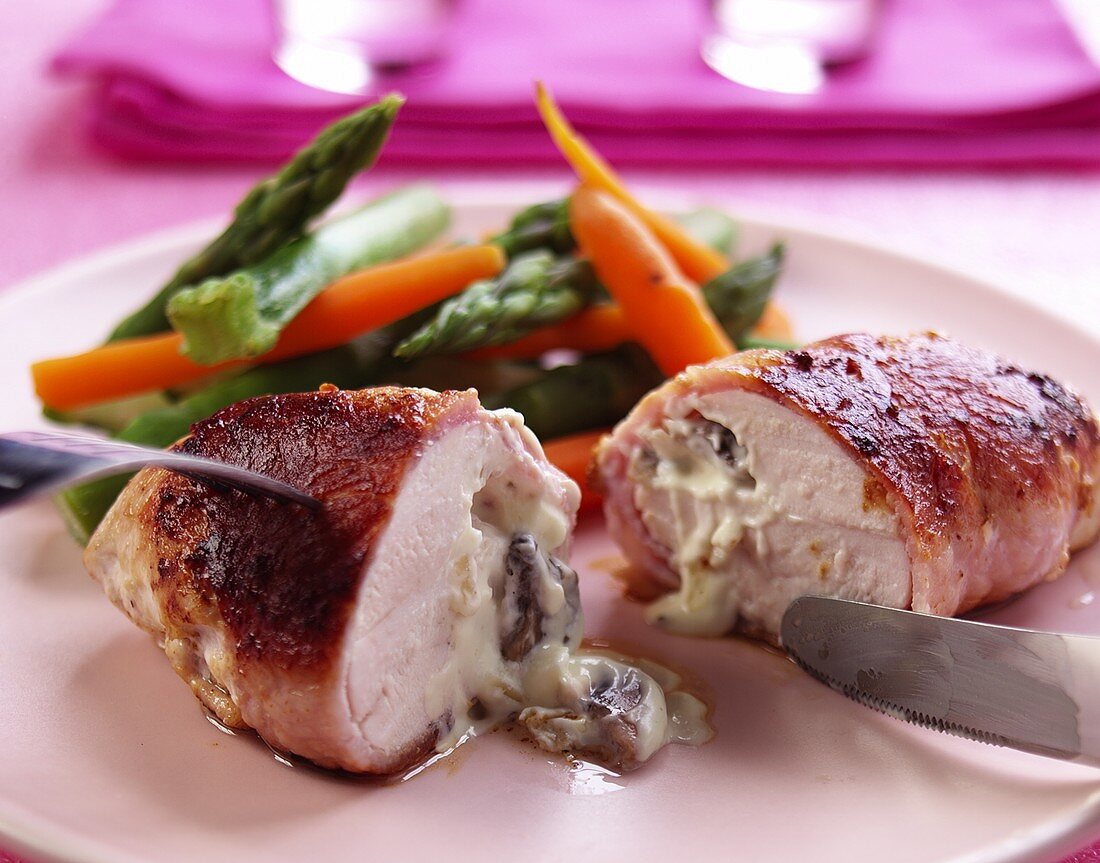 Chicken breast with mushroom and cheese stuffing
