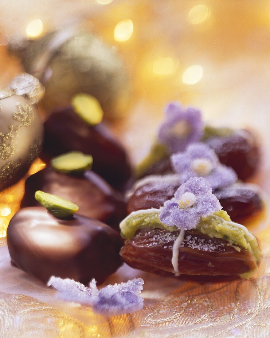 Pistachio dates (dates stuffed with pistachio marzipan)