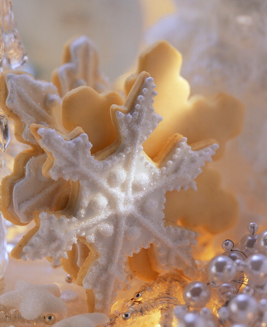 Star-shaped vanilla biscuits with icing