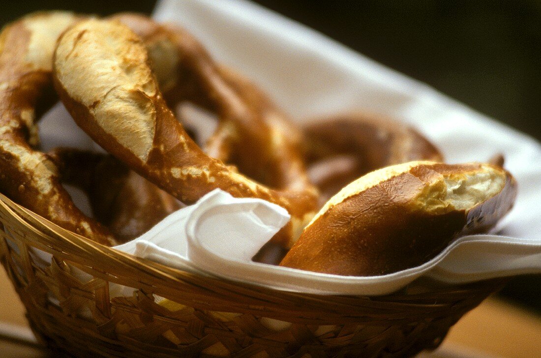 Pretzels in bread basket