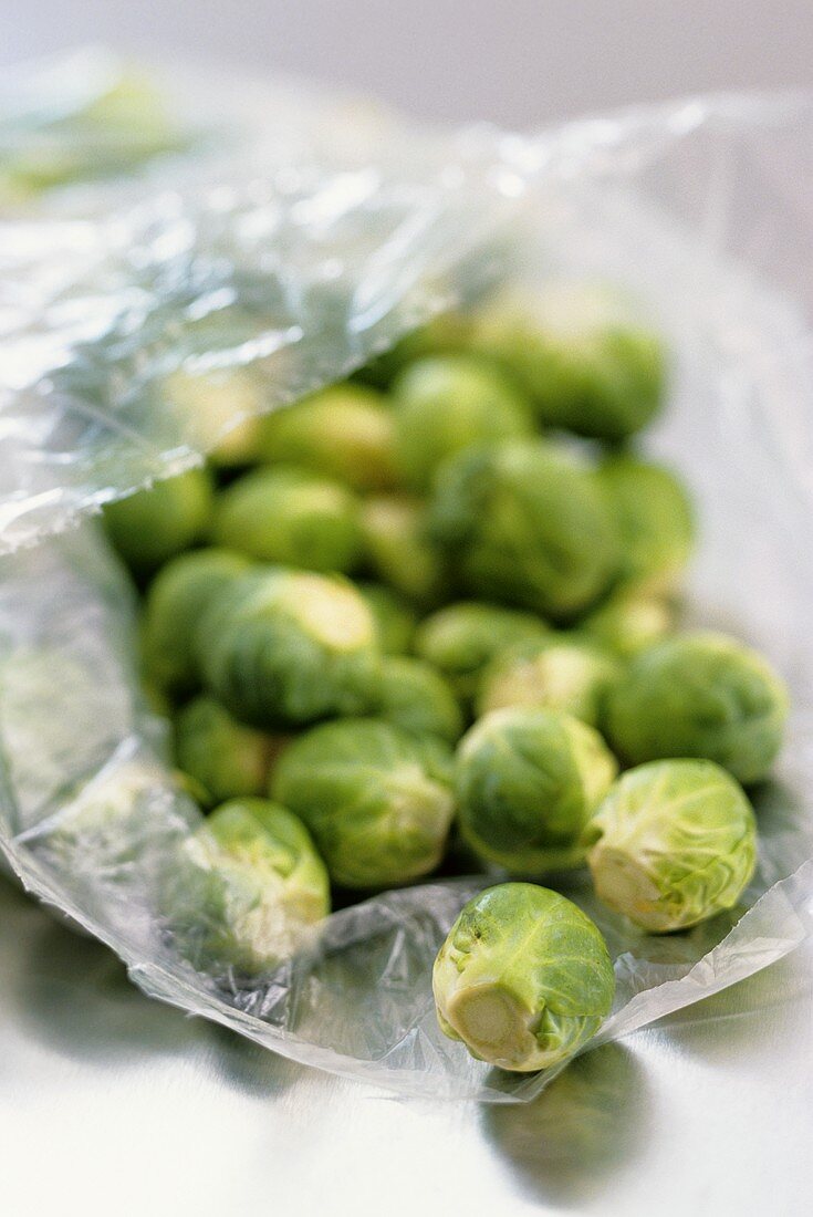 Brussels sprouts in a plastic bag