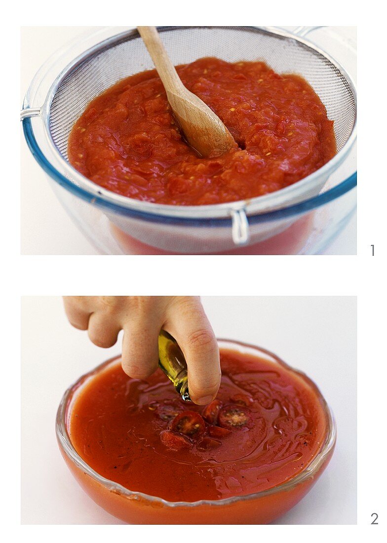 Kalte Tomatensuppe zubereiten
