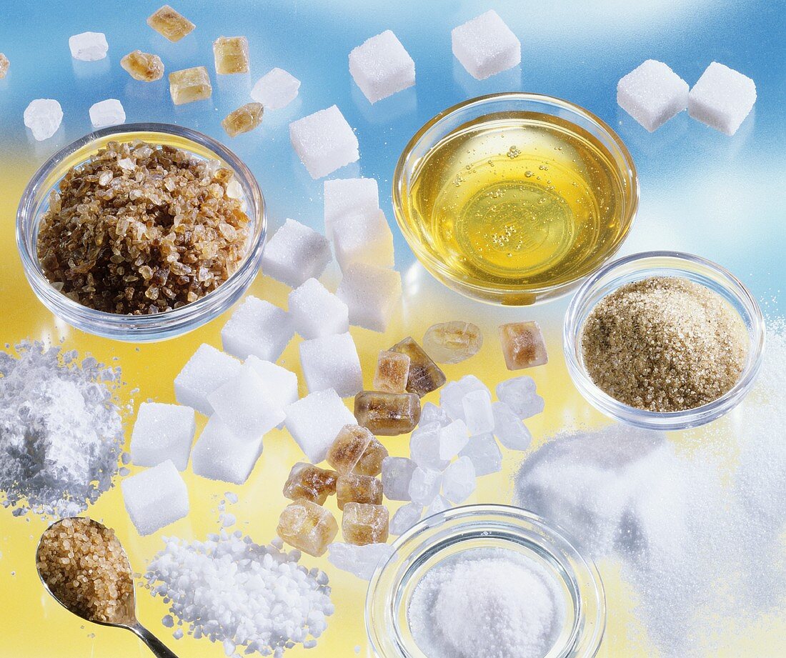 Sweeteners: candy sugar, icing sugar, sugar, honey