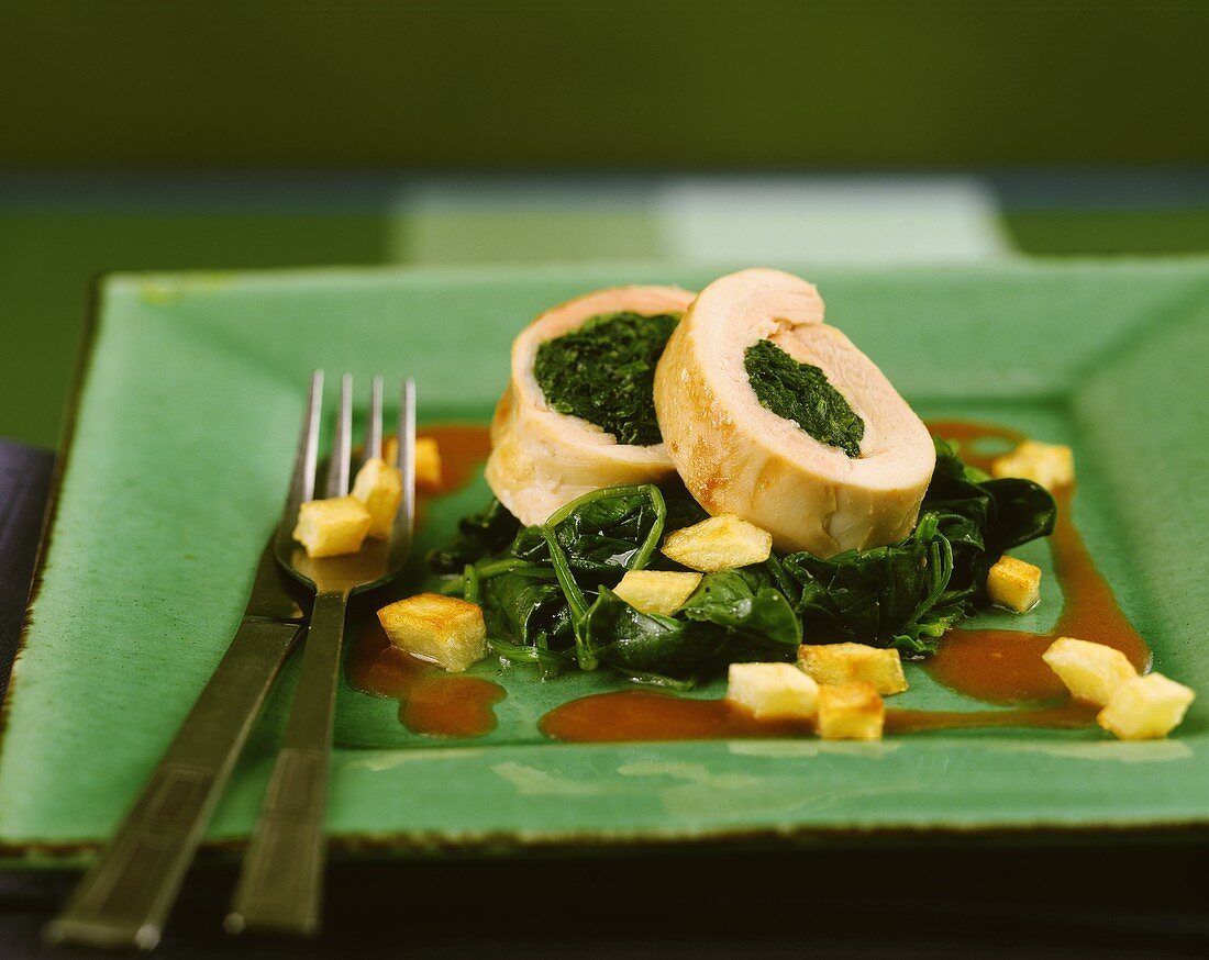 Chicken breast roulades with spinach