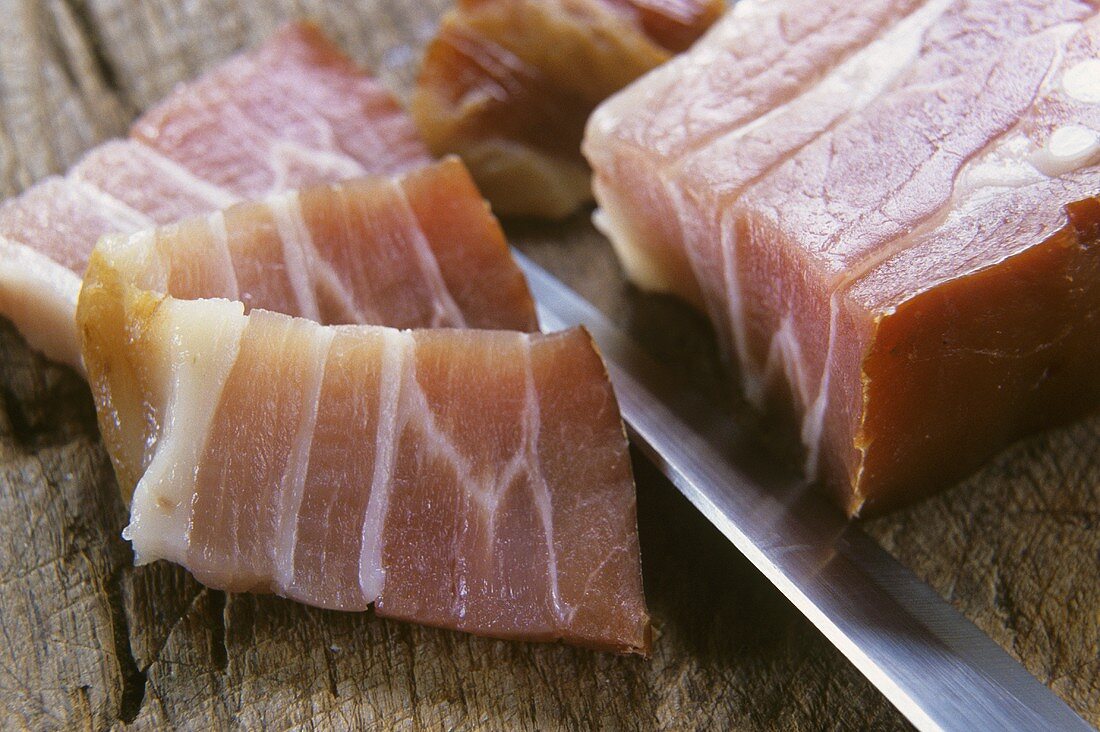 Streaky bacon, a few slices cut