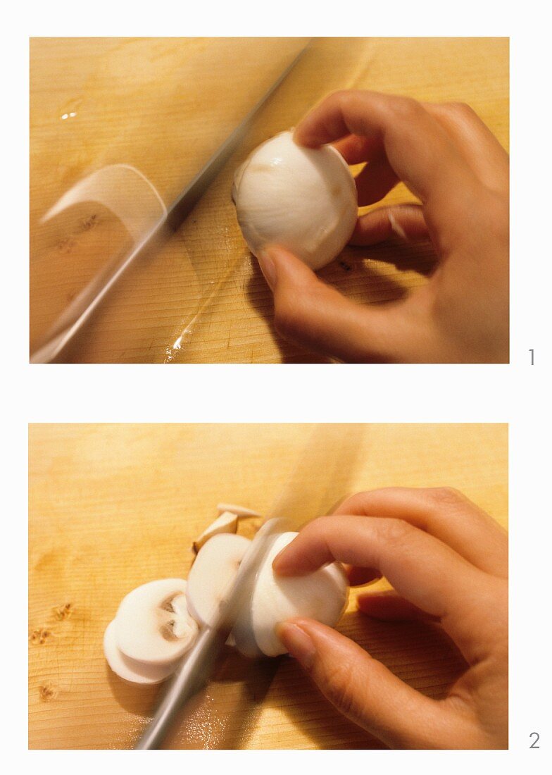 Slicing mushrooms