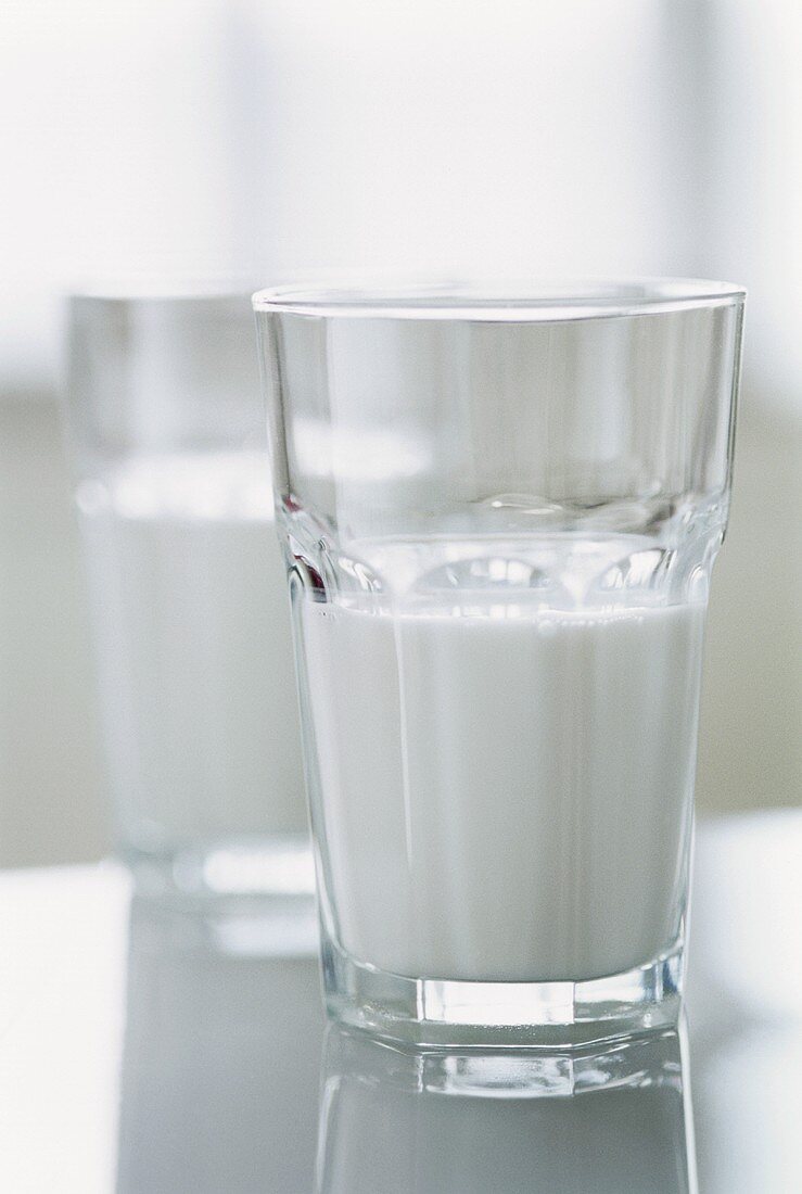 Milch in Gläsern