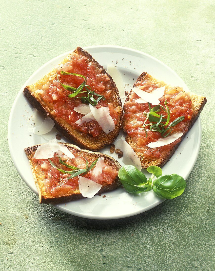Bruschetta (toasted slices of bread with diced tomatoes)