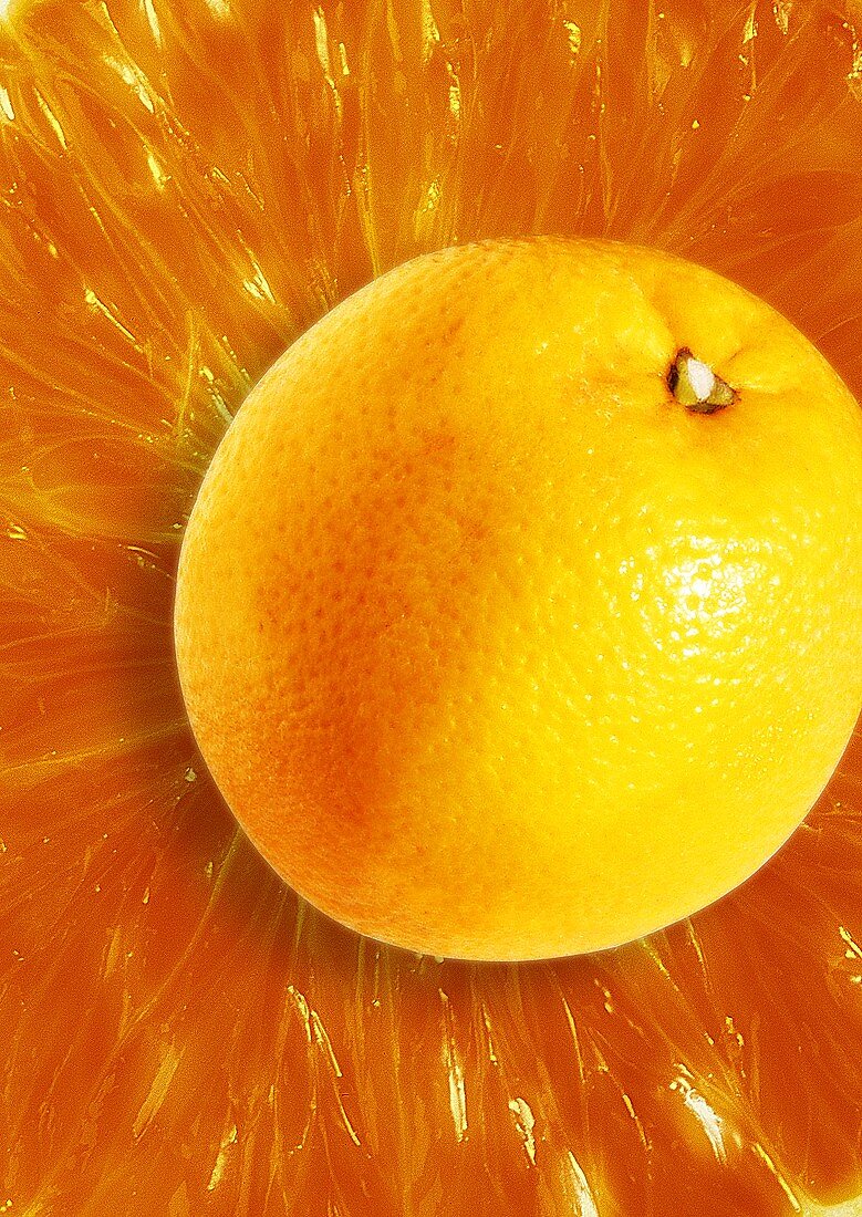 Orange, Hintergrund: Orangenfruchtfleisch