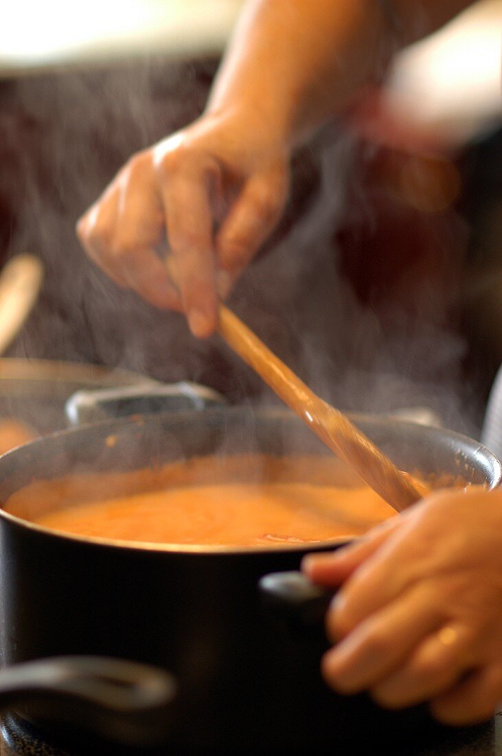 Zubereitung einer Kürbissuppe