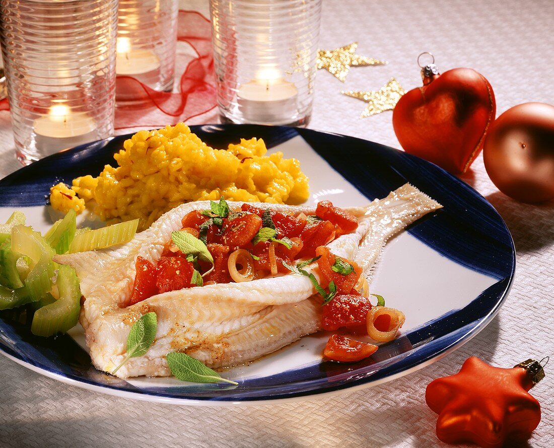 Stuffed sole with saffron rice for Christmas