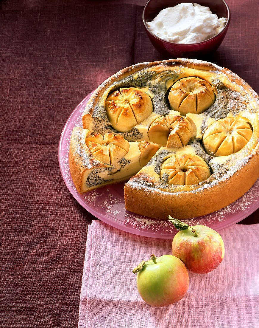 Apfel-Quark-Kuchen mit Mohn