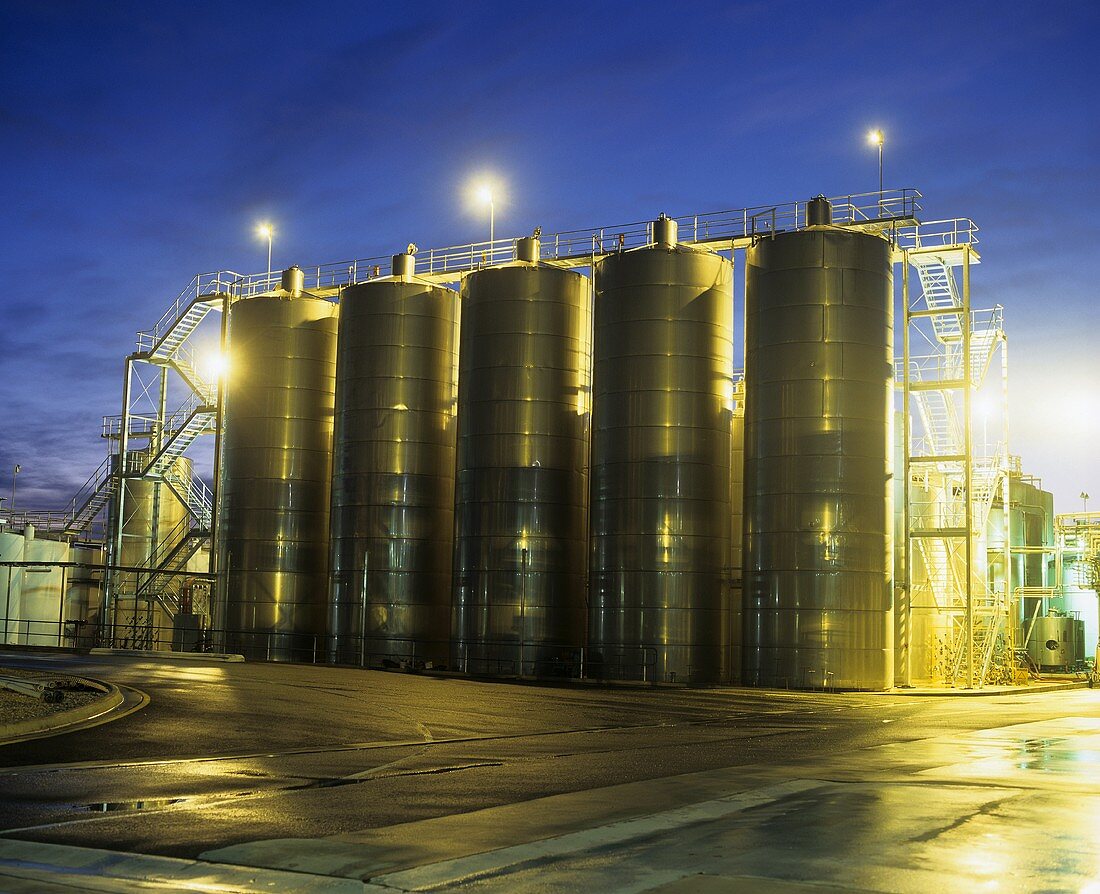 Steel tanks belonging to Southcorp Nurioopta, Barossa Valley