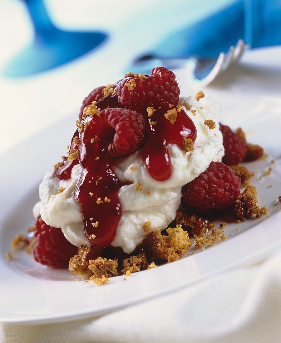 Sweet raspberry quark dessert