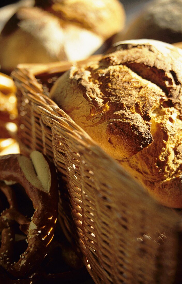 White bread in basket