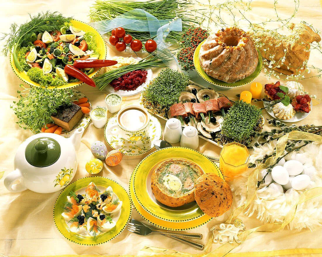 Various dishes for Easter breakfast (Poland)