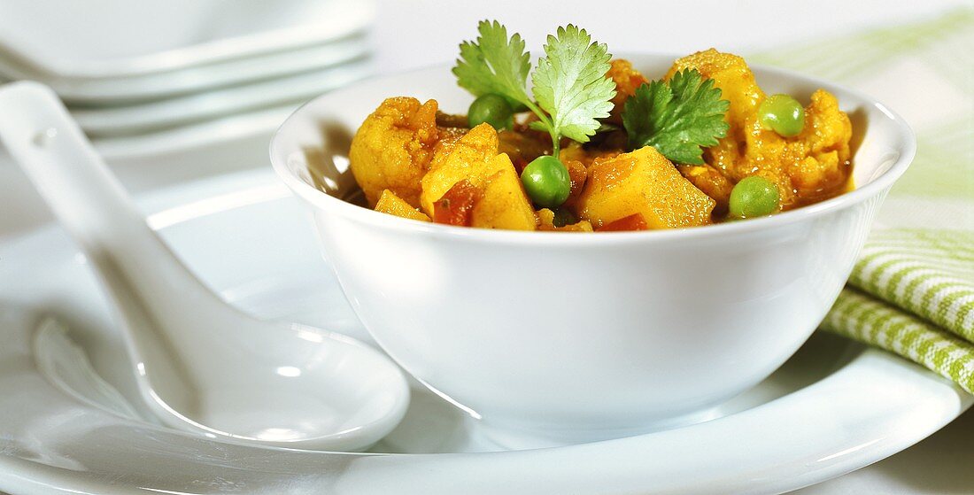 Indian cauliflower and potato curry with coriander