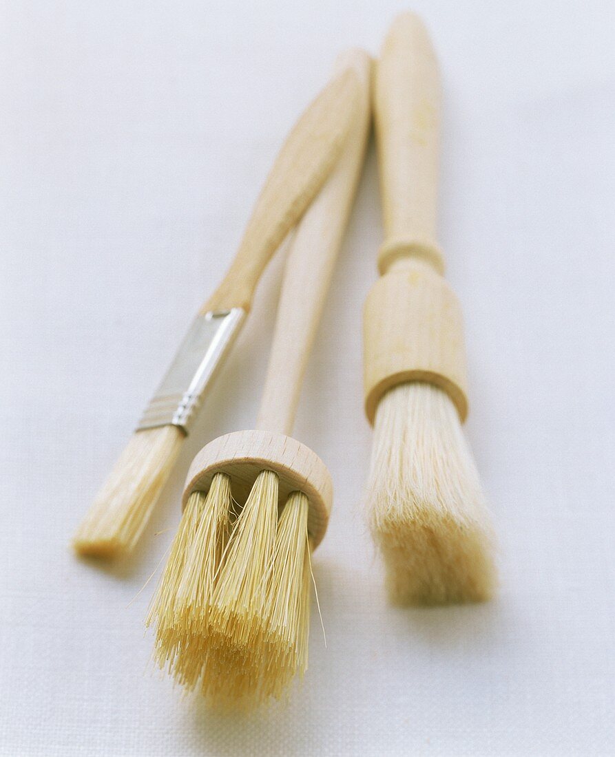 Three different pastry or basting brushes