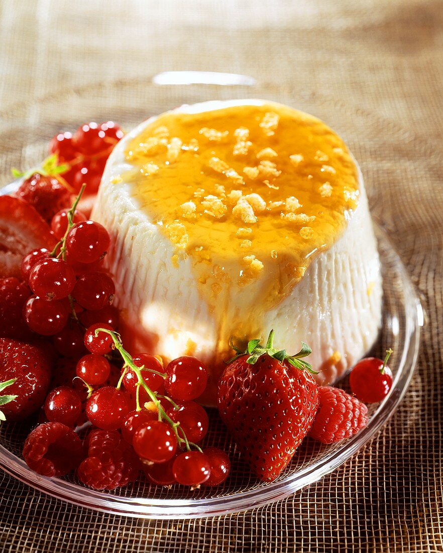 Brousse (French soft (fresh) cheese) with honey and berries