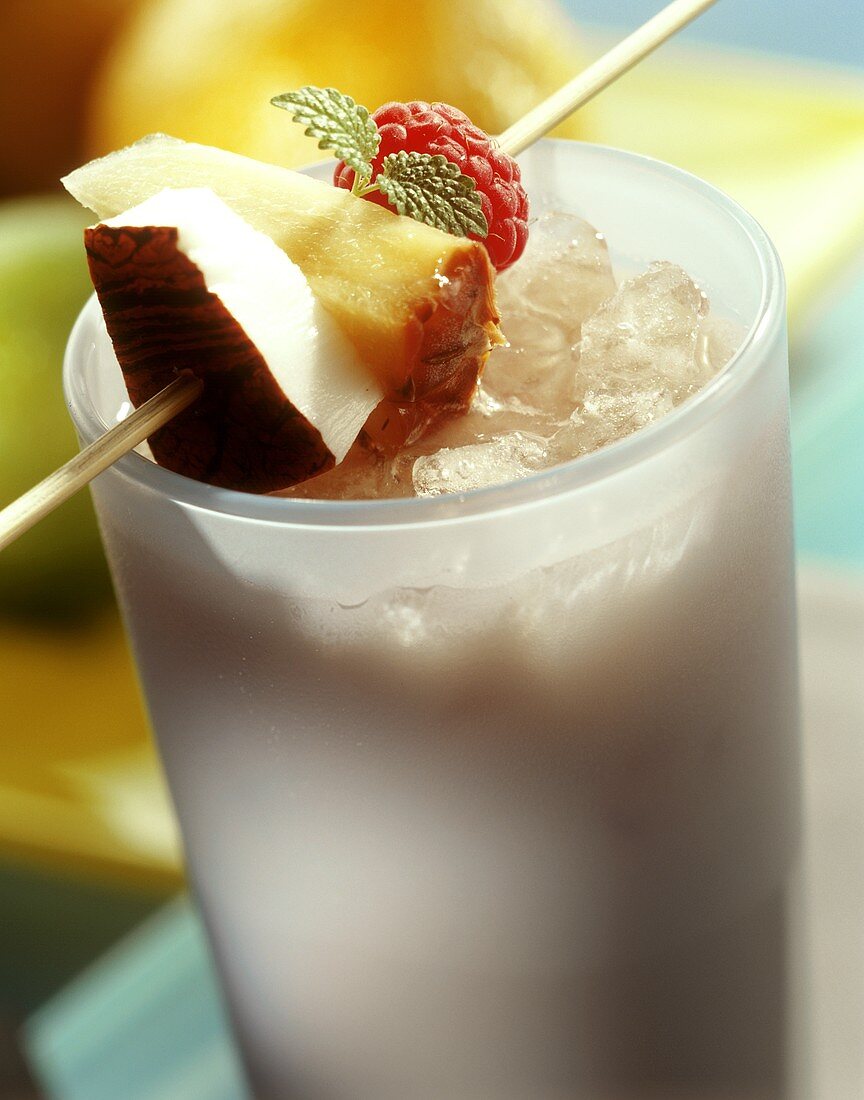 Coconut milk and pineapple drink with crushed ice