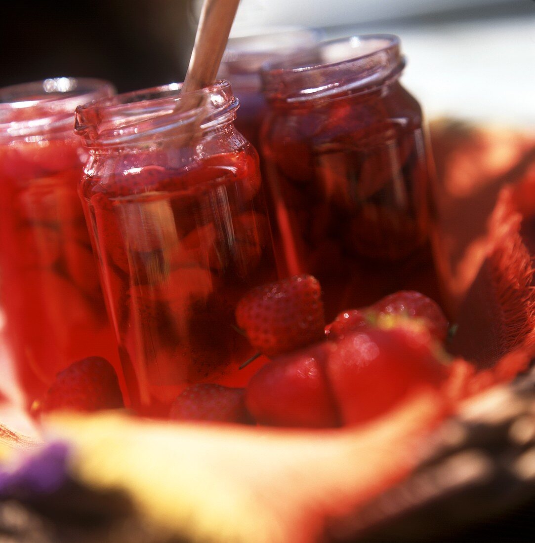 A few jars of strawberry jam
