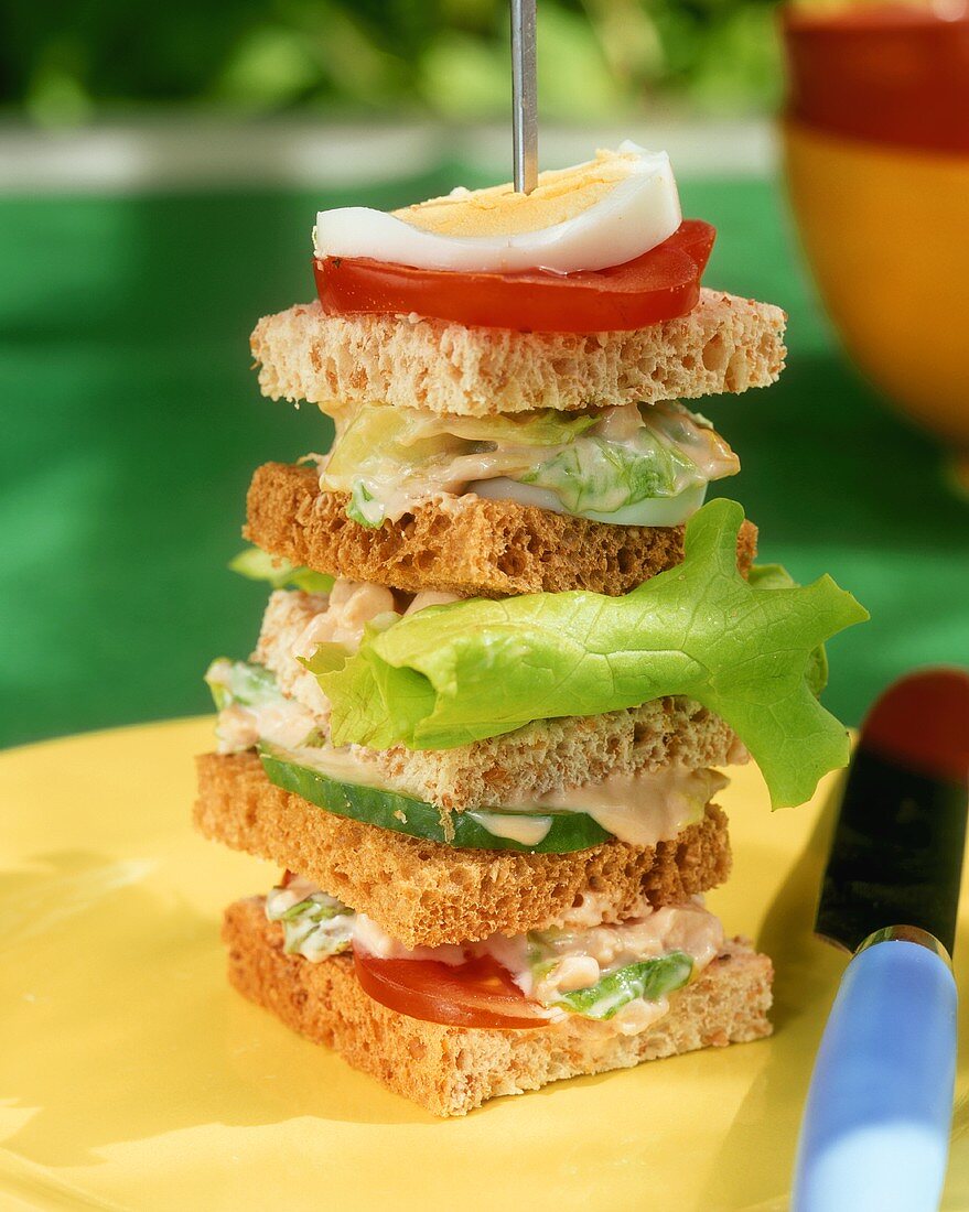 Towering club sandwich