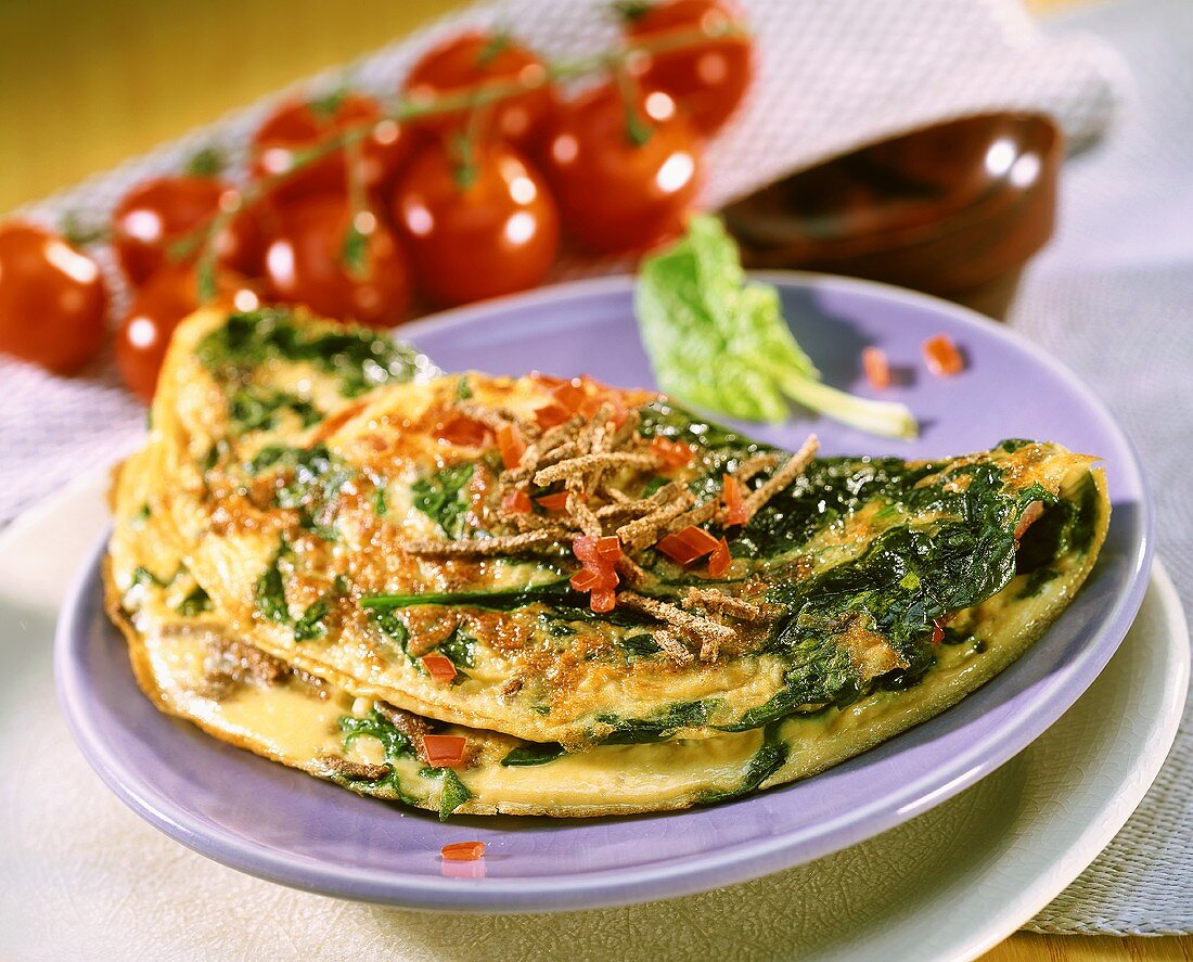 Tomato and spinach omelette