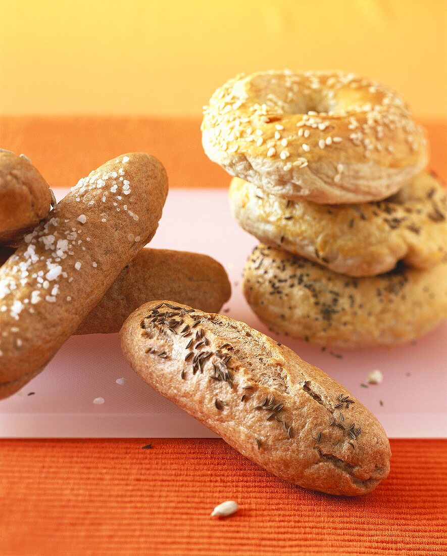 Wholemeal sticks and fresh bagels