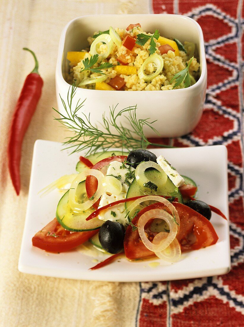 Hirtensalat und Bulgursalat