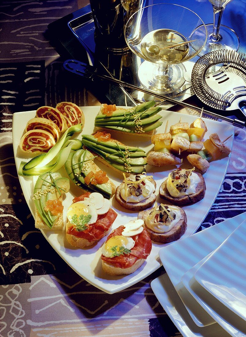 Party Snacks on White Plate