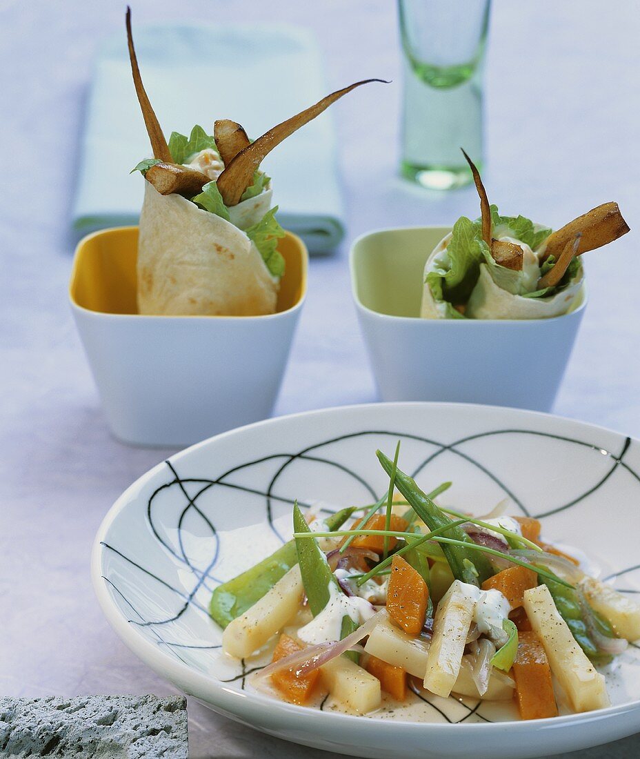Sellerie-Kürbis-Gemüse; Wraps mit Petersilienwurzel & Kürbis