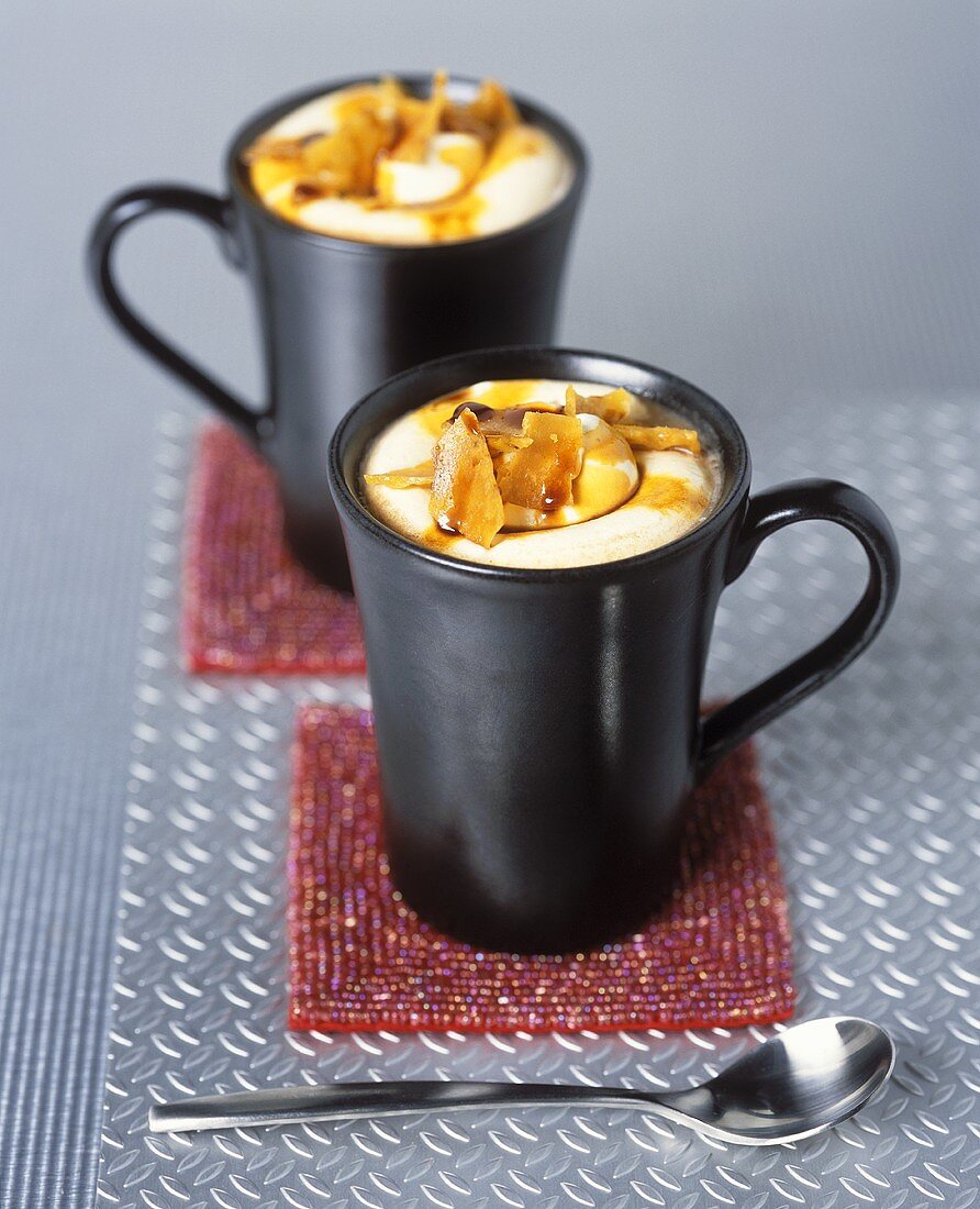 Hot chocolate with cream, marshmallow and caramel