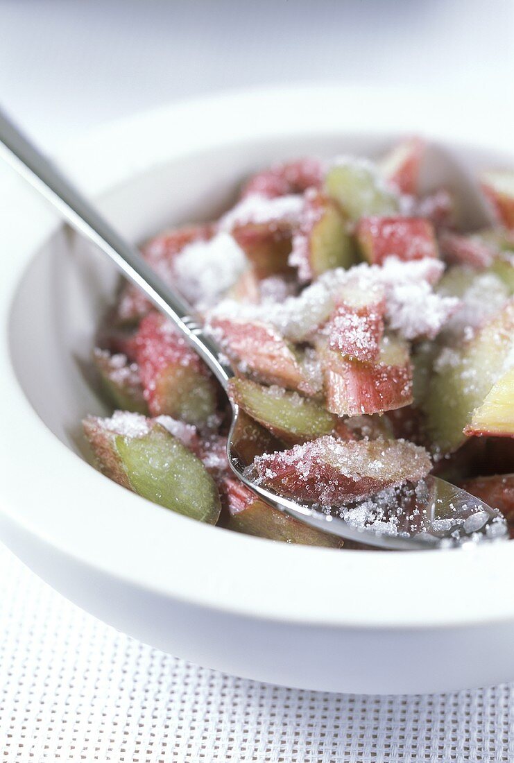 Sugared pieces of rhubarb
