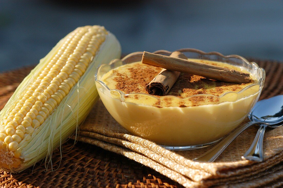 Curau de Milho (Brazilian maize pudding with cinnamon)