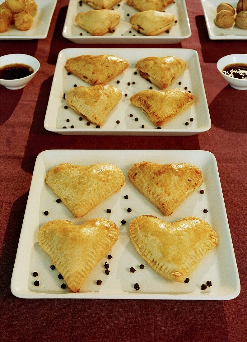 Savoury filled pastry hearts