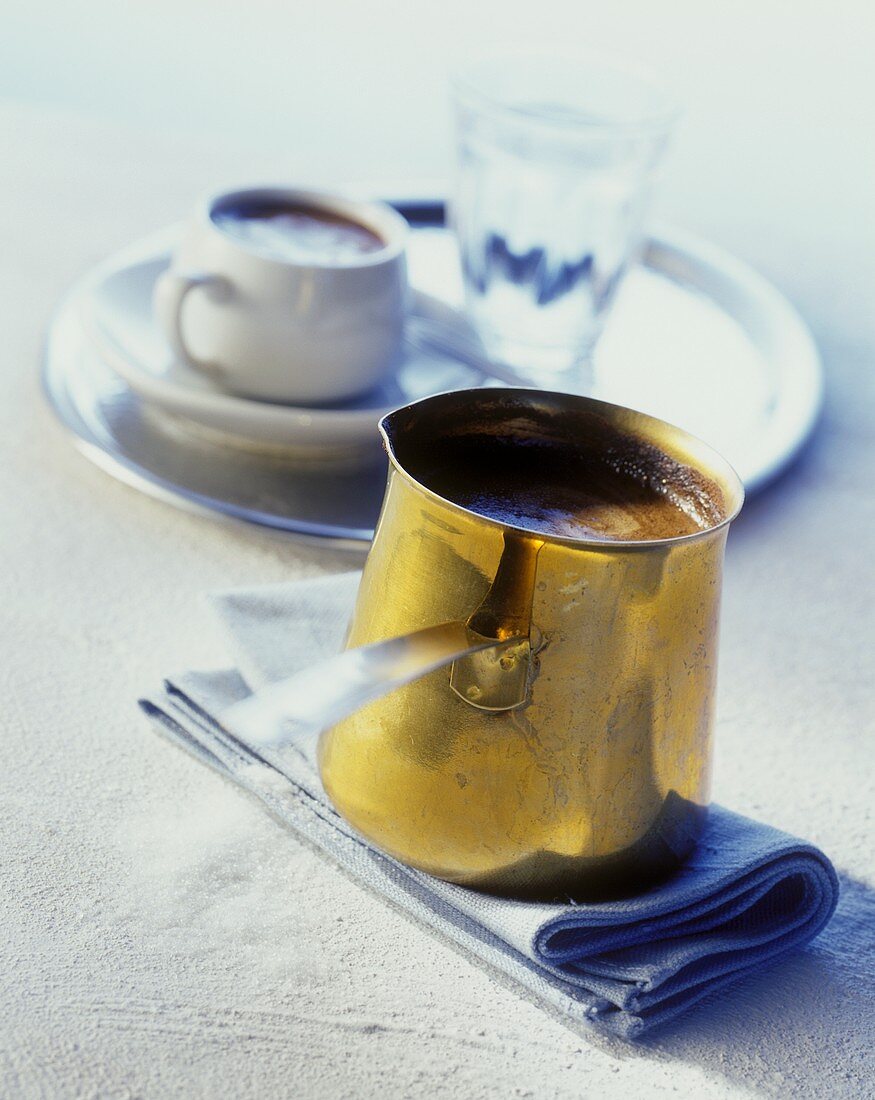 Pot of Greek coffee (Kafedaki)