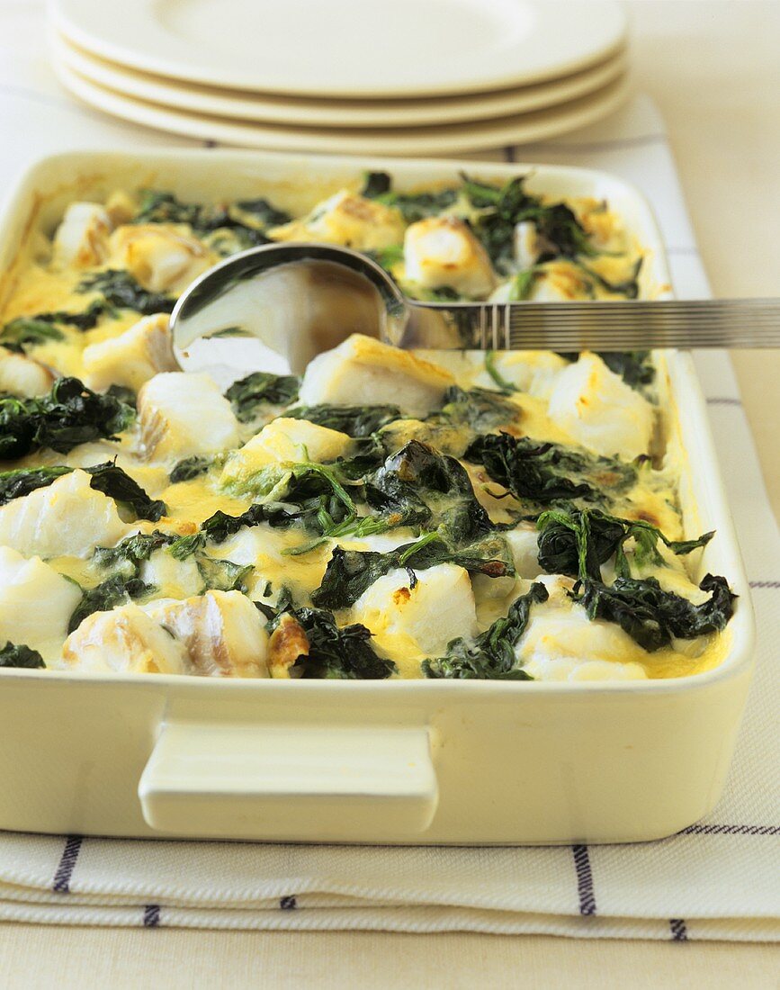 Haddock and spinach casserole