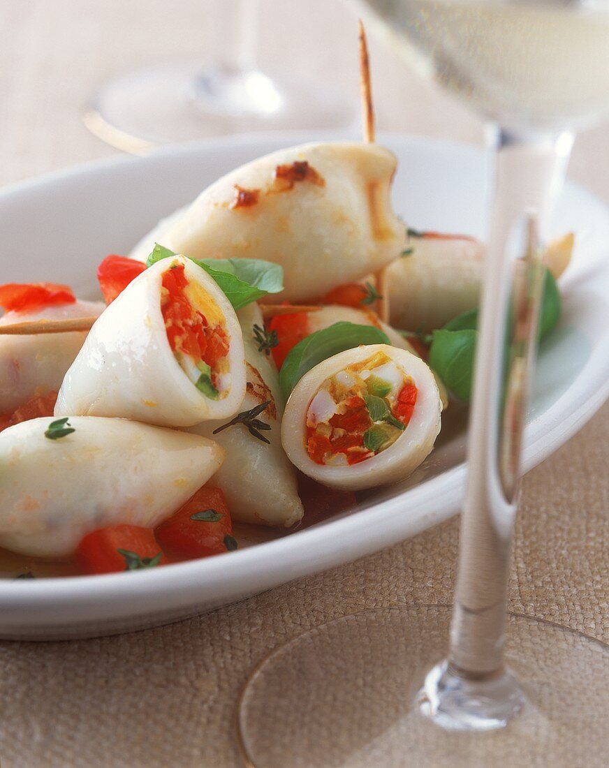 Stuffed squid with vegetables