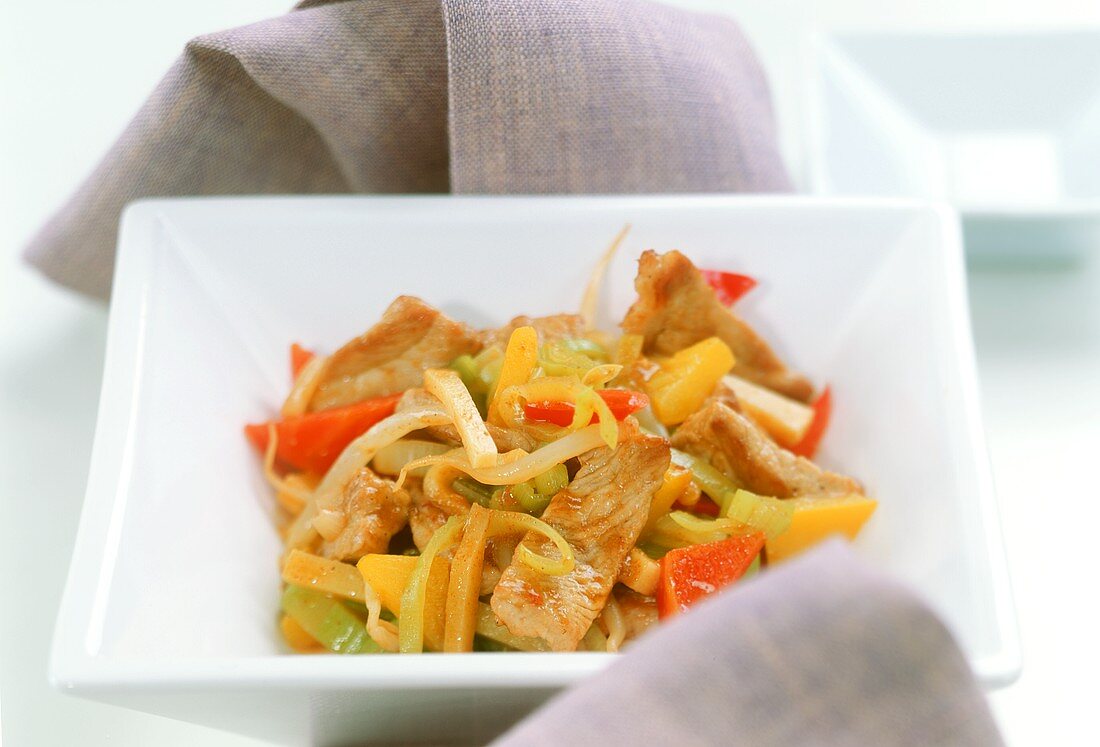 Asian stir-fry with vegetables and pork