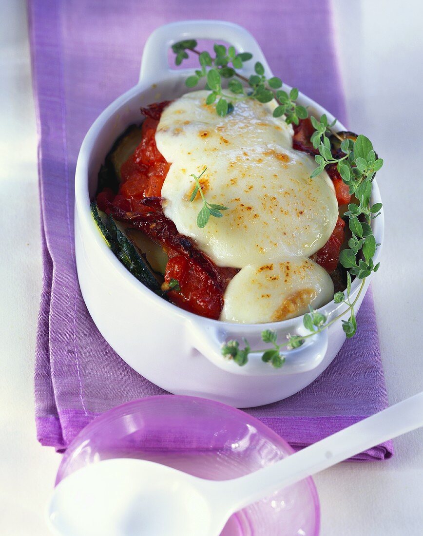 Courgette bake with tomatoes and mozzarella