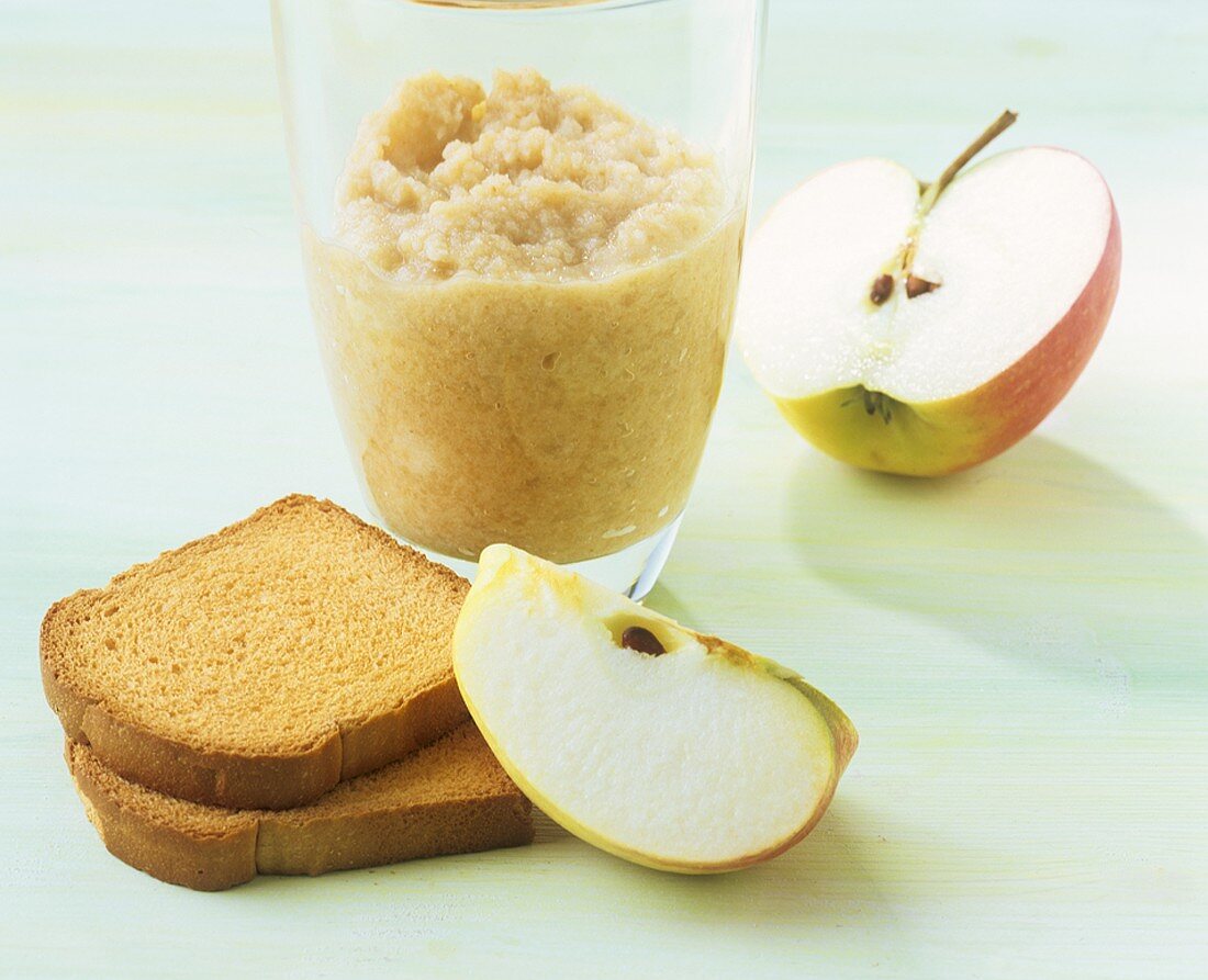 Apple cereal with zwieback (rusk) for baby