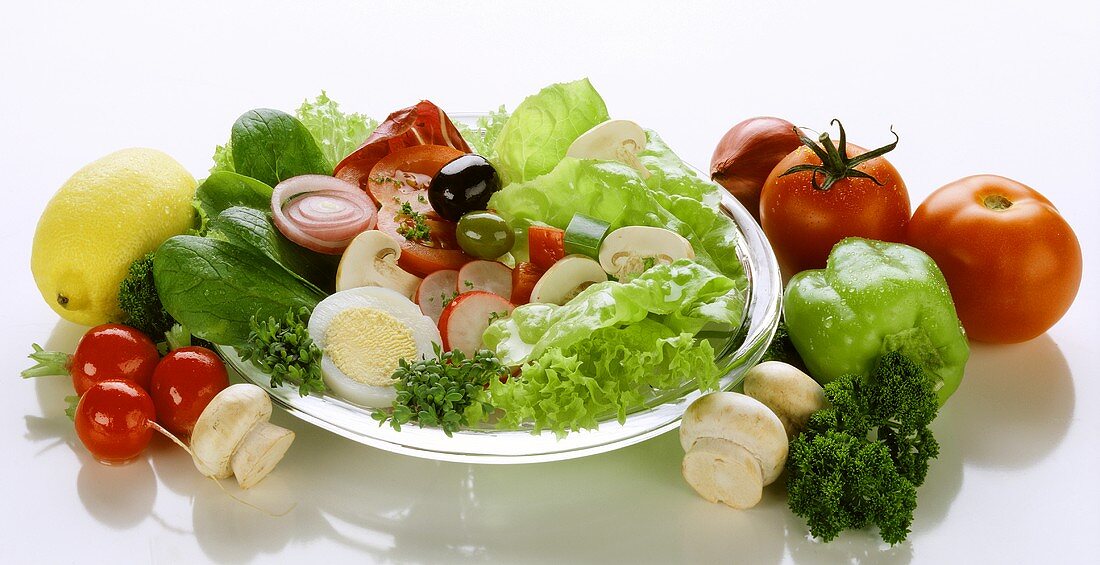 Mixed salad and salad ingredients