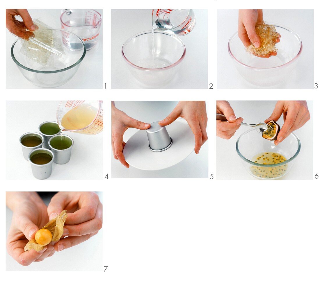 Zitronenpudding mit Passionsfruchtsauce zubereiten
