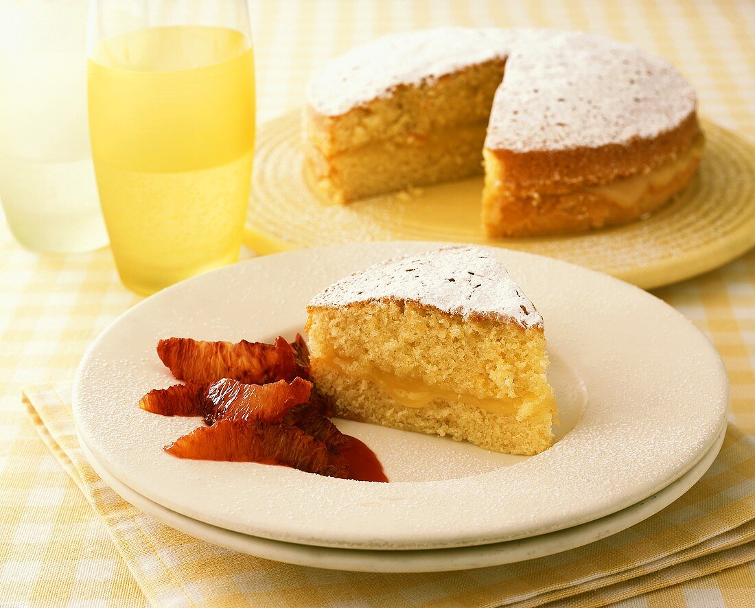 Zitronencremekuchen (Lemon Curd Cake) mit Blutorangen