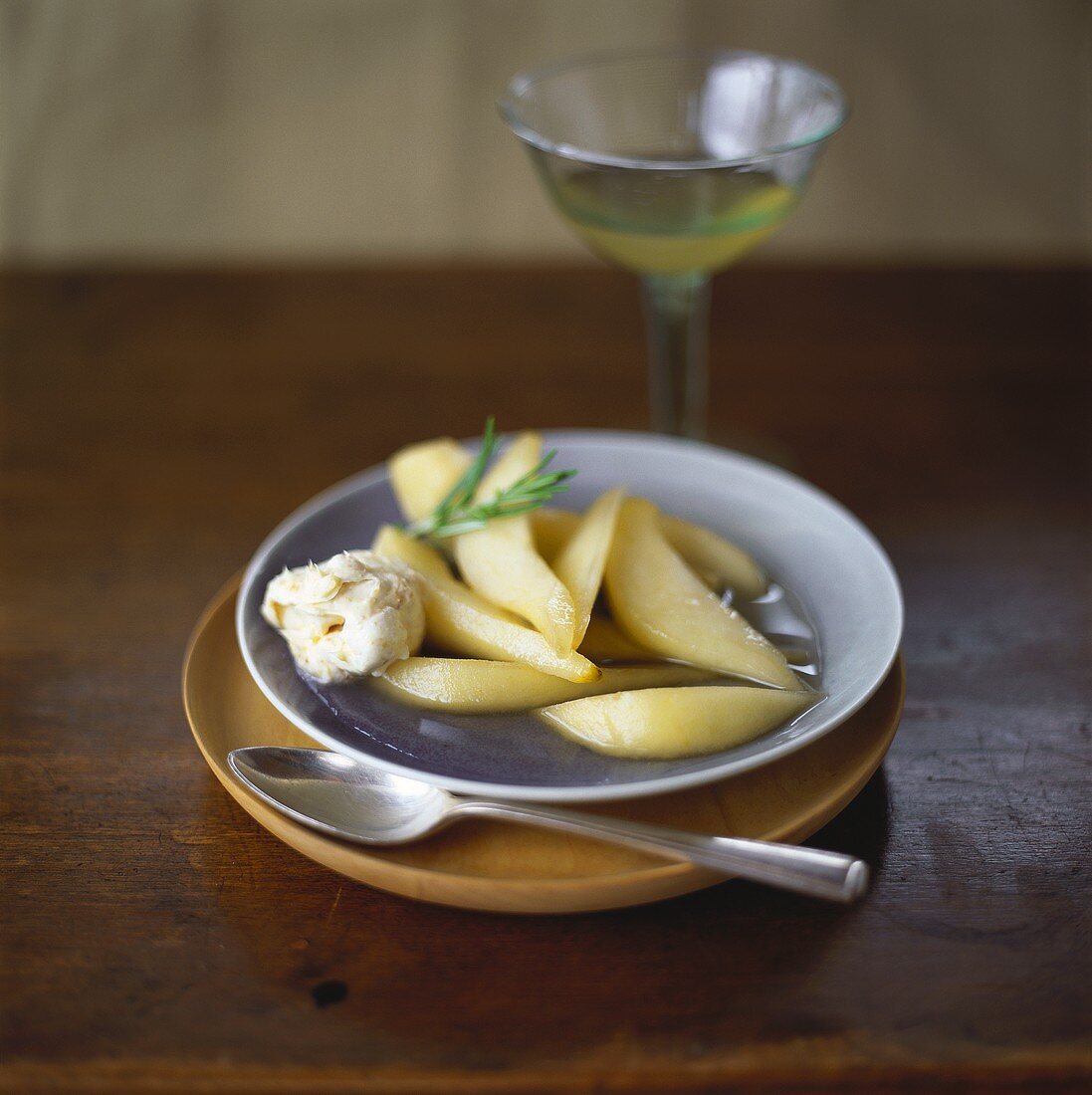 Pear compote with almond cream